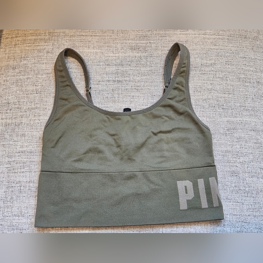 PINK Victoria's Secret Olive Green Seamless Sports Bra